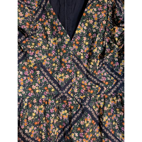 Lost & Wander Peplum Floral Botanical Shirt Partial Zip Back Small - Picture 3 of 5